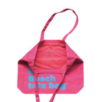 The Bondi Beach tote bag Big Bondi in pink with blue print open showing zip pocket and lining